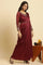 Maroon Jewelled Neck Pre-Drape Saree Dress