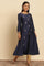 Blue Flared Embroidered Kurta