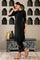 Black Embellished Keyhole Neck Straight Silk Kurta and Pants Set