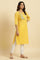 Yellow Cotton Swiss Dot Embroidered Kurta