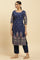 Blue Printed Festive Kurta wirh Side Tie-up Design