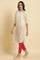 Ecru A-Line Embroidered Festive Kurta