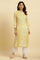 Yellow Floral Printed A-line Kurta