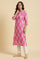 Pink Straight Kurta With Floral Print