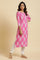 Pink Straight Kurta With Floral Print