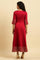 Red Panelled Embroidered Festive Dress