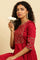 Red Panelled Embroidered Festive Dress