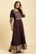 Purple Embroidered Festive Panelled Dress