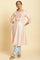 Peach Embroidered Flared Kurta