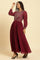 Wine Heavy Embroidered Festive Dress