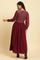 Wine Heavy Embroidered Festive Dress