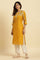 Yellow Embroidered Festive Straight Kurta