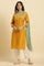 Yellow Embroidered Festive Straight Kurta