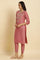 Pink Embroidered Relaxed Fit Kurta