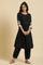 Black Flared Kurta With Bandani & Tie-Dye Detail