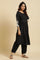 Black Flared Kurta With Bandani & Tie-Dye Detail