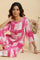 Pink & White Abstract Print Kurta