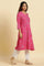 Pink Geometric Printed A-Line Kurta