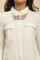 Ecru Button Down Shirt With Embroidered Neck Piece