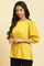 Yellow Minimal Embroidered Western Top With Belt