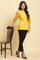 Yellow Minimal Embroidered Western Top With Belt