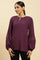 Purple Swiss Dot Gathered Sleeves Western Top