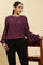 Purple Swiss Dot Gathered Sleeves Western Top