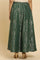 Dark Green Jacquard Flared Skirt