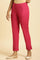 Pink Slim Pants With Embroidered Hem