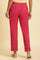 Pink Slim Pants With Embroidered Hem