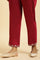 Magenta Solid Pants With Embroidery On Hem