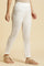 Off-White Cotton Flax Slim Pants With Lace At Hem