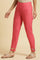 Pink Slim Pants Wit Embroidery At Hem