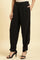 Black Straight Trouser With Button Tab On Hemline