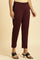 Wine Slim Fit Elasticated Western Pants