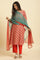 Orange And Teal Half And Half Net Dupatta