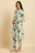 White Floral Printed A-Line Kurta And Pants Co-Ord Set