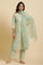 Light Green Floral Printed Kurta, Pants & Dupatta Set