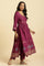 Purple Embellished Kurta, Pants And Dupatta Set