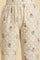 Beige Glitter Printed Kurta And Straight Pants Set