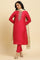 Pink Zari Embroidered Straight Kurta, Pant And Dupatta Set