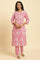 Pink Printed Straight Kurta And Pants Co-Ord Set