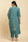 Blue Embellished Kurta, Pants And Jacquard Dupatta Set
