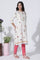 White Floral Printed Rayon Flax Kurta And Slim Pants Set