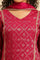 Pink Zari Embellished Short Kurta, Flared Pants And Dupatta Set