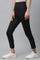 Black Solid Skinny Fit Yoga Tights With Drawstring