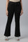 Black Solid Boot Cut Denim Jeans With Front Zip Closure
