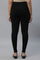Black Solid Skinny Fit Tights With Elasticated Waist And Side Pockets
