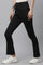 Black Solid Boot Cut Pants With Drawstring