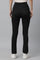 Black Solid Boot Cut Pants With Drawstring